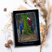 ダークエレガントネイビーシックホワイトフレーム素朴ズ 招待状