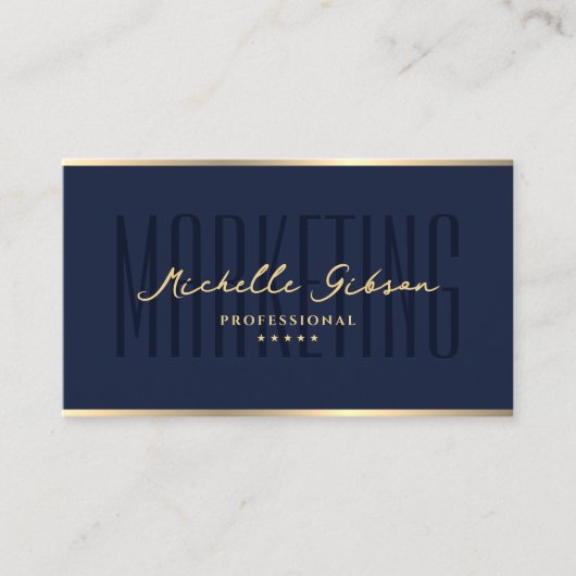 ダークエレガントネイビーブルーマーケティングプロフェッショナル 名刺 (正面)