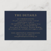 ダークエレガントネイビーブルー金ゴールド結婚ズ詳細 エンクロージャーカード (正面)