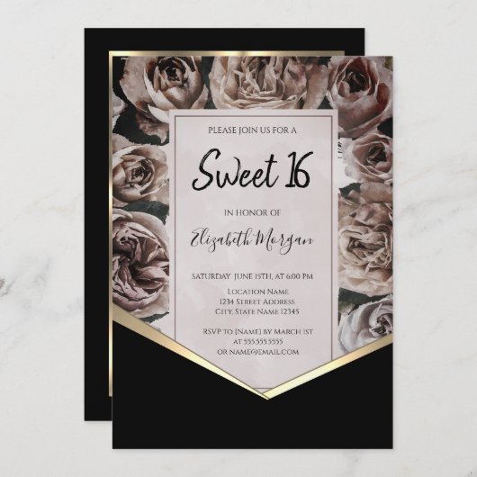 ダークエレガントバラスウィート16 招待状 (正面/裏面)