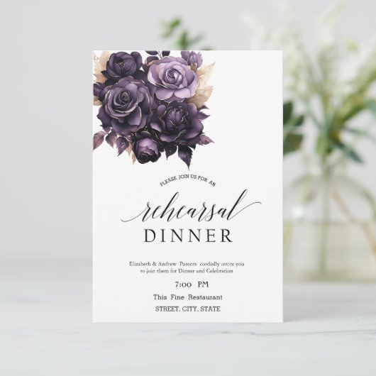 ダークエレガントパープルバラリハーサルディナー 招待状 (スタンド正面)