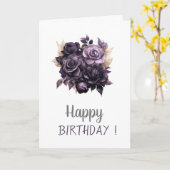 ダークエレガントパープルバラ誕生日 カード (黄色い花)