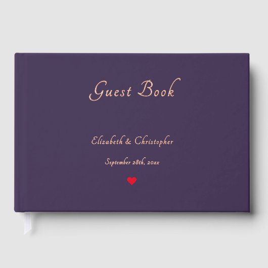 ダークエレガントパープルバラ金ゴールド結婚記念日 ゲストブック (正面)