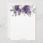 ダークエレガントパープルフローラリングや輪ブライダルシャワー 招待状 (裏面)