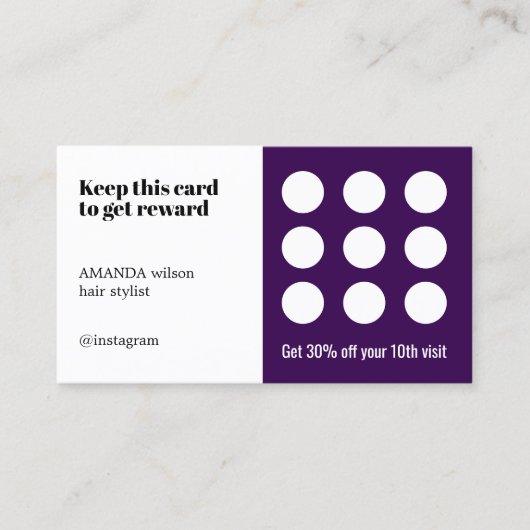 ダークエレガントパープルホワイトサロン ロイヤリティカード (正面)