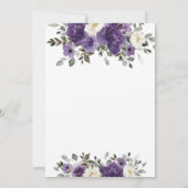 ダークエレガントパープルホワイトフローラ婚約パーティ 招待状 (裏面)