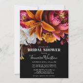 ダークエレガントピンクオレンジイエローフローラブライダル 招待状 (正面)