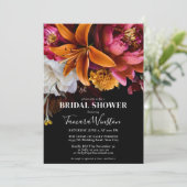 ダークエレガントピンクオレンジイエローフローラブライダル 招待状 (スタンド正面)