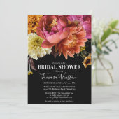 ダークエレガントピンクオレンジバライエローフローラブライダル 招待状 (スタンド正面)