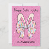 ダークエレガントピンクグリッターイースターバニー耳&ボウ シーズンカード (正面)