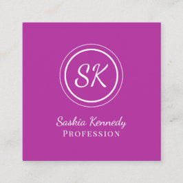 ダークエレガントピンクスクリプトプロフェッショナルモノグラム スクエア名刺