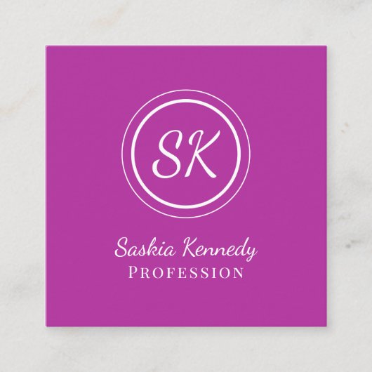 ダークエレガントピンクスクリプトプロフェッショナルモノグラム スクエア名刺 (正面)