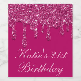 ダークエレガントピンクドリップグリッター21歳 ワインラベル