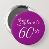 ダークエレガントピンクモノグラム60th誕生日パーティー 缶バッジ (正面&裏面)