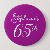 ダークエレガントピンクモノグラム65th誕生日パーティー 缶バッジ (正面)