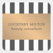 ダークエレガントフェイク金ゴールドストライプ美しいコンサルタント スクエアシール (正面)