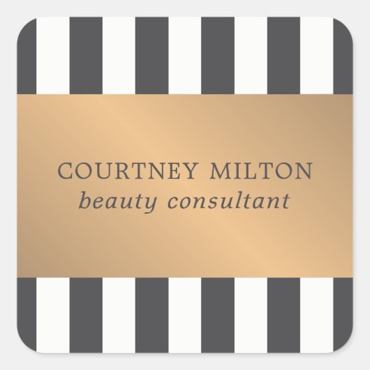 ダークエレガントフェイク金ゴールドストライプ美しいコンサルタント スクエアシール (正面)