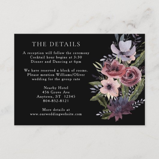 ダークエレガントフローラカスケードブラックブルガンディエンクロス エンクロージャーカード (正面)