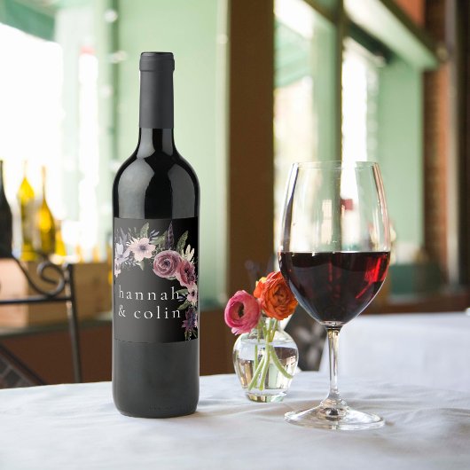 ダークエレガントフローラカスケードブラックブルゴーニュ ワインラベル