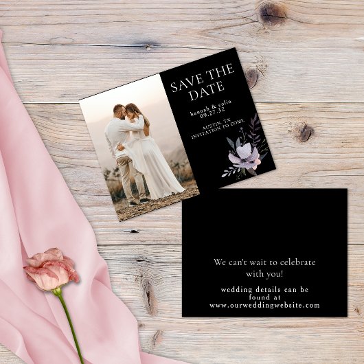 ダークエレガントフローラブラックブルゴーニュ日付を保存 セーブザデート