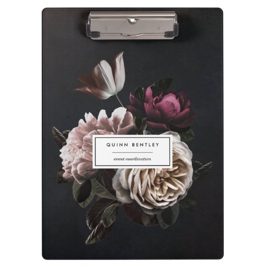 ダークエレガントフローラブーケパーソナライズされた クリップボード (正面)