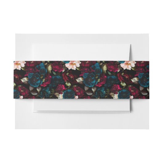 ダークエレガントフローラ結婚式招待状 招待状ベリーバンド (正面例)