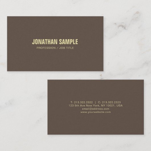 ダークエレガントブラウンシックデザインお洒落トレンディーラグジュアリー 名刺 (正面/裏面)