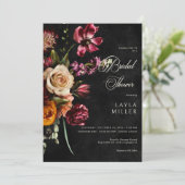 ダークエレガントブラックオータムフローラブライダルシャワー 招待状 (スタンド正面)