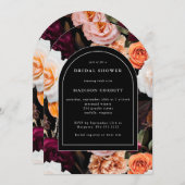 ダークエレガントブラックオータムフローラブライダルシャワー 招待状 (正面/裏面)