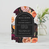ダークエレガントブラックオータムフローラブライダルシャワー 招待状 (スタンド正面)