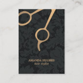 ダークエレガントブラックレース金ゴールドシザー美容師 名刺 (正面)