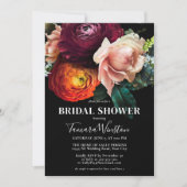 ダークエレガントブルガンディオレンジフローラブライダルシャワー 招待状 (正面)