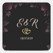 ダークエレガントブルゴーニュバラブラック結婚ズ スクエアシール (正面)
