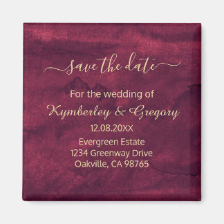 ダークエレガントブルゴーニュ金ゴールドアクセント日付を保存 マグネット