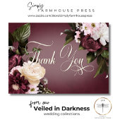 ダークエレガントブルゴーニュ&クリーぼやけムフローラ結婚ズ サンキューカード