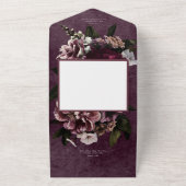 ダークエレガントブルゴーニュ&ホワイトフローラディナー オールインワン招待状 (外側)