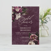 ダークエレガントブルゴーニュ&ホワイトフローラブライダルシャワー 招待状 (スタンド正面)