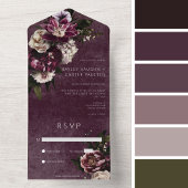ダークエレガントブルゴーニュ&ホワイトフローラNo Dinner オールインワン招待状