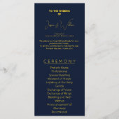 ダークエレガントブルーと金ゴールド結婚式 プログラムクラス プログラム (正面)