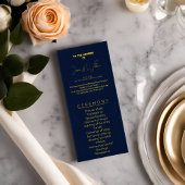 ダークエレガントブルーと金ゴールド結婚式 プログラムクラス プログラム