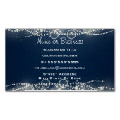 ダークエレガントブルーの抽象芸術レースと真珠 マグネット名刺 (正面)