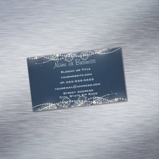 ダークエレガントブルーの抽象芸術レースと真珠 マグネット名刺 (インサイチュ)