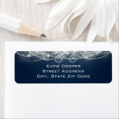 ダークエレガントブルーの抽象芸術レースと真珠 ラベル (インサイチュ)