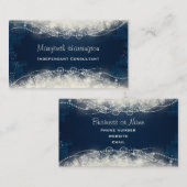 ダークエレガントブルーの抽象芸術レースと真珠 名刺 (正面/裏面)