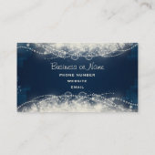 ダークエレガントブルーの抽象芸術レースと真珠 名刺 (裏面)