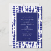 ダークエレガントブルーシボリ絞り染め結婚ズ 招待状 (正面)