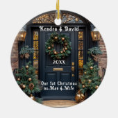 ダークエレガントブルードアリース金ゴールドオーナメント セラミックオーナメント (裏面)