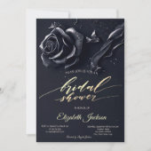 ダークエレガントブルーバラゴシックブライダルシャワー 招待状 (正面)
