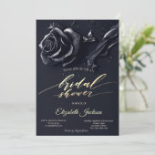 ダークエレガントブルーバラゴシックブライダルシャワー 招待状 (スタンド正面)