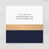 ダークエレガントブルーフェイク金ゴールドストライプコンサルタント スクエア名刺 (裏面)